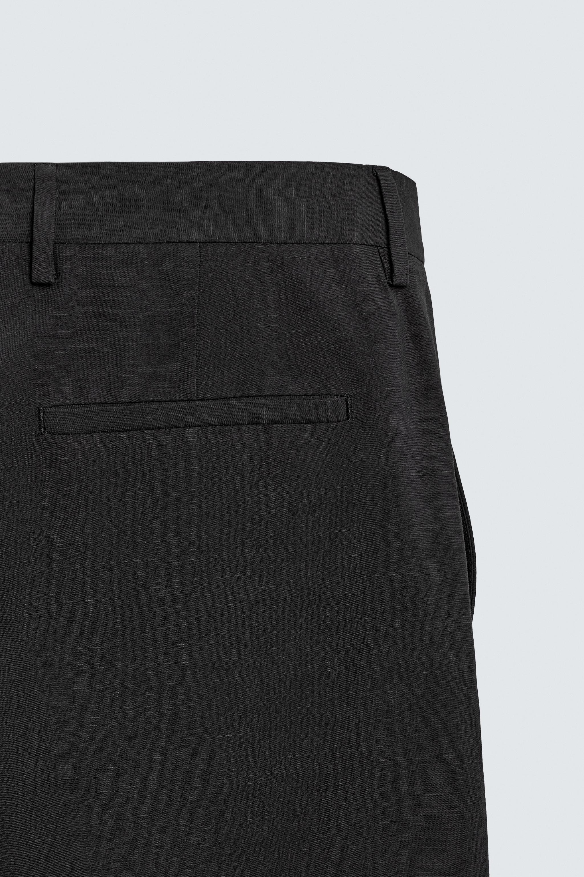 RELAXED FIT VISCOSE-LINEN SUIT PANTS